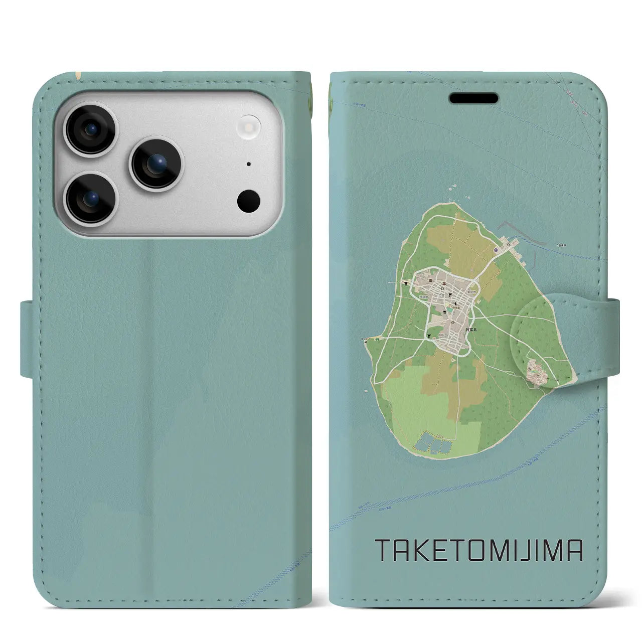 【竹富島(沖縄県)】地図柄iPhoneケース(手帳タイプ)