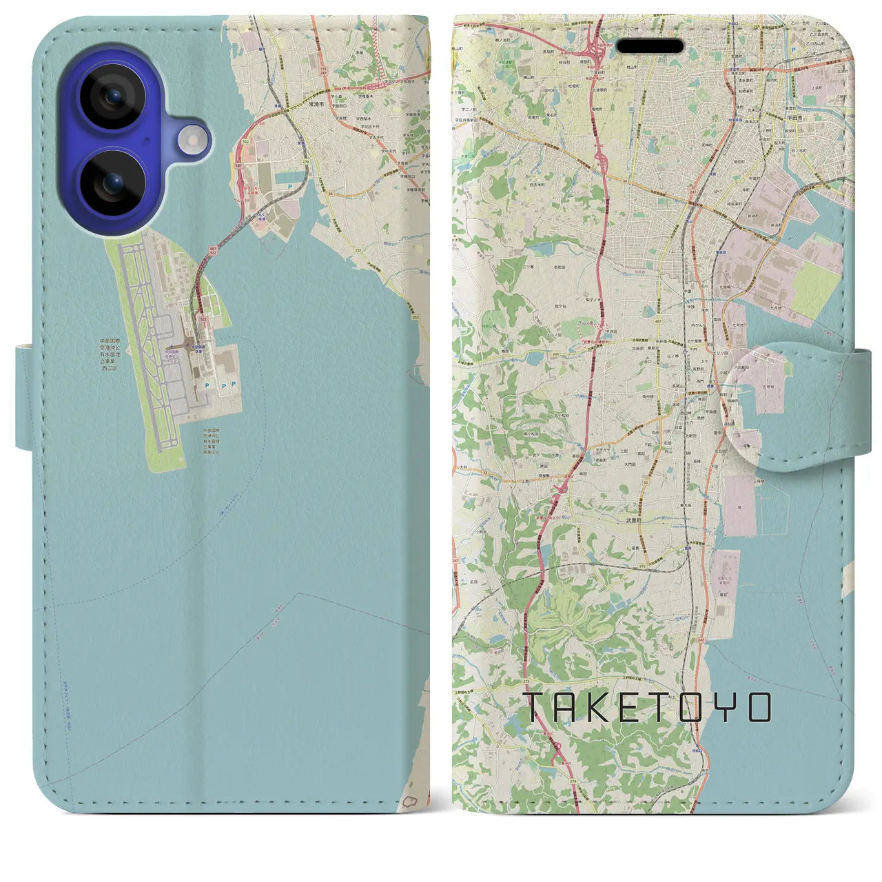 【武豊(愛知県)】地図柄iPhoneケース(手帳タイプ)ナチュラル・iPhone 16 Pro Max 用