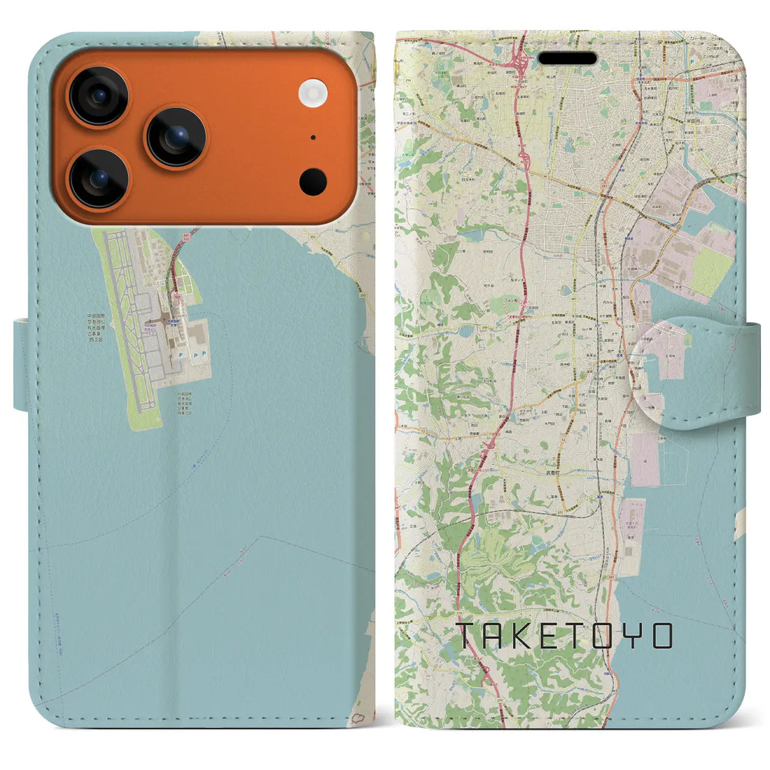 【武豊(愛知県)】地図柄iPhoneケース(手帳タイプ)ナチュラル・iPhone 17 Pro Max 用