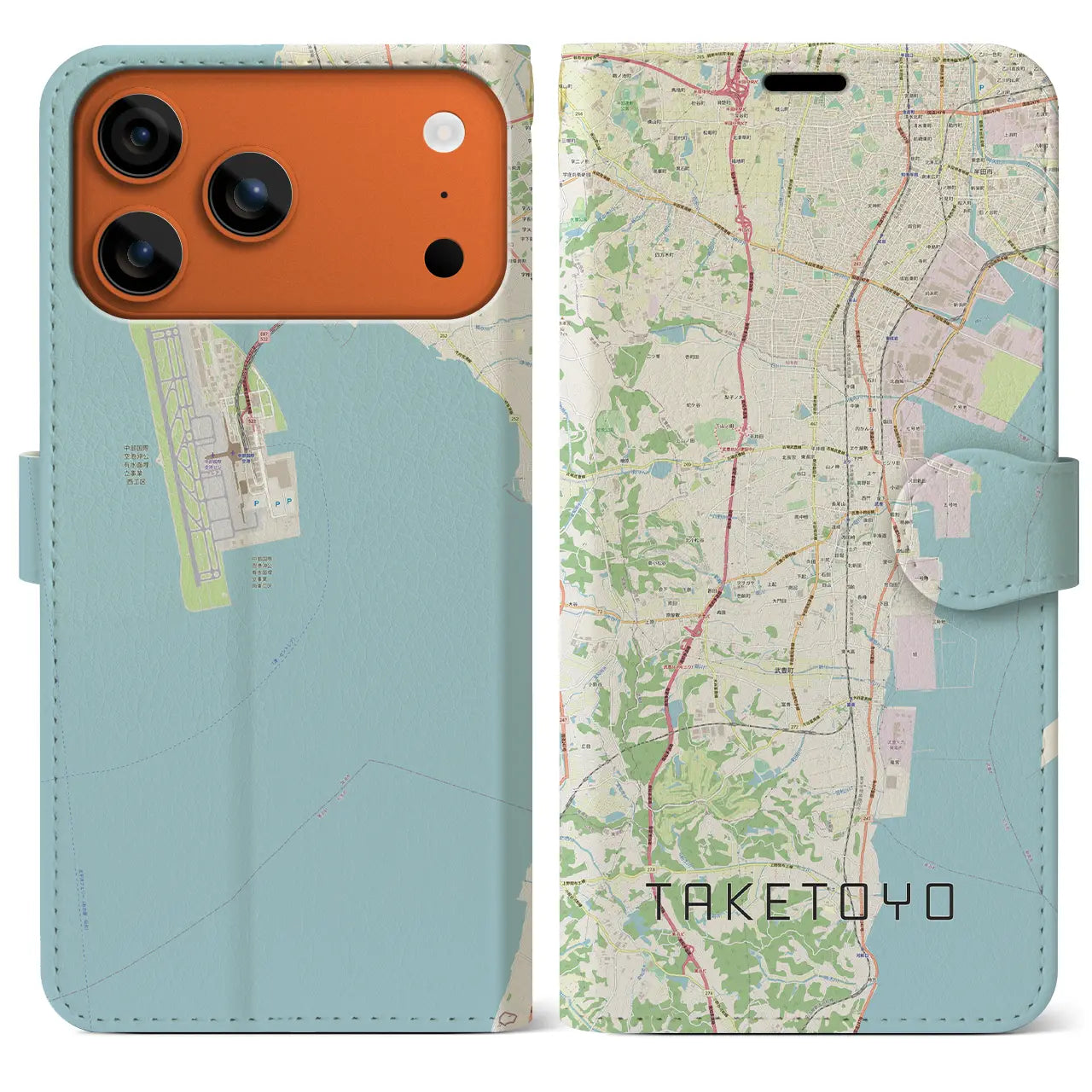 【武豊(愛知県)】地図柄iPhoneケース(手帳タイプ)ナチュラル・iPhone 17 Pro Max 用