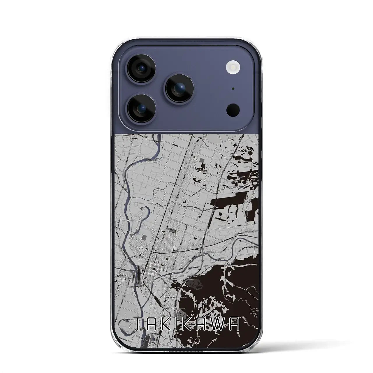 【滝川(北海道)】地図柄iPhoneケース(クリアタイプ)モノトーン・iPhone 17 Pro Max 用