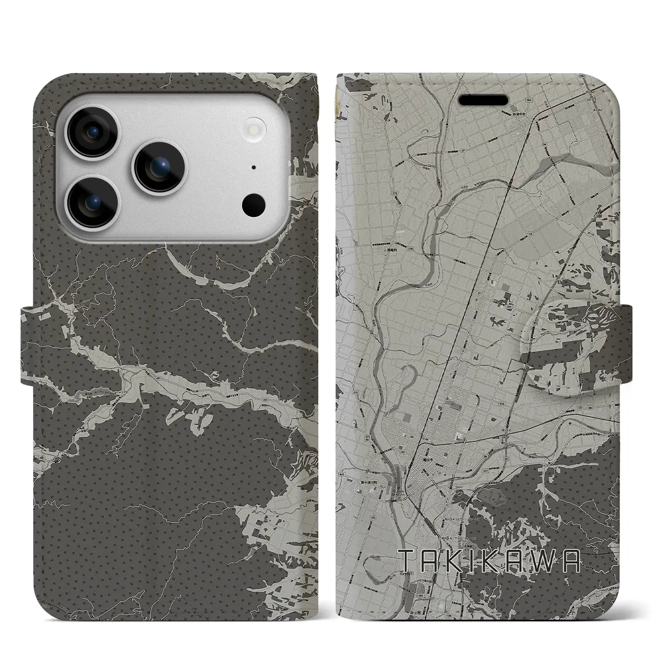 【滝川(北海道)】地図柄iPhoneケース(手帳タイプ)