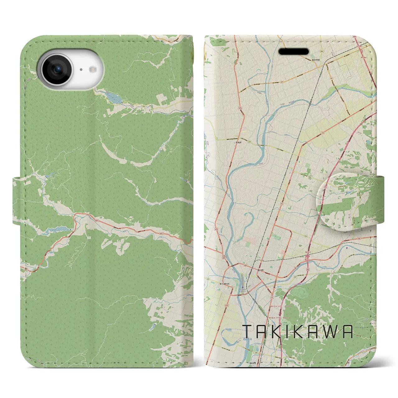 【滝川(北海道)】地図柄iPhoneケース(手帳タイプ)