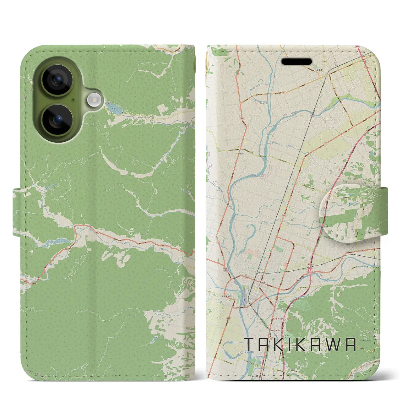 【滝川(北海道)】地図柄iPhoneケース(手帳タイプ)