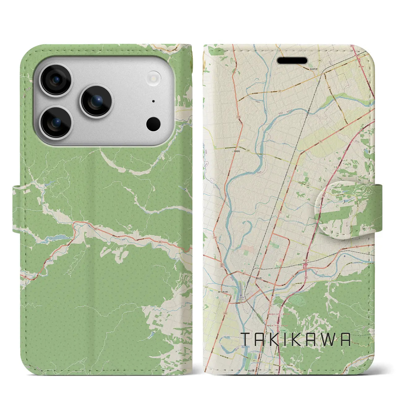 【滝川(北海道)】地図柄iPhoneケース(手帳タイプ)