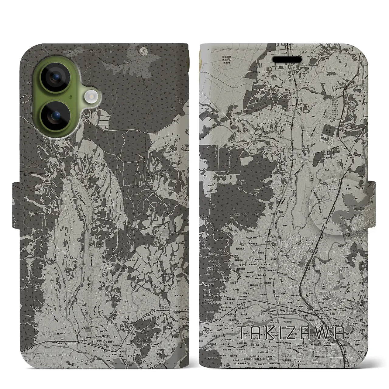 【滝沢(岩手県)】地図柄iPhoneケース(手帳タイプ)