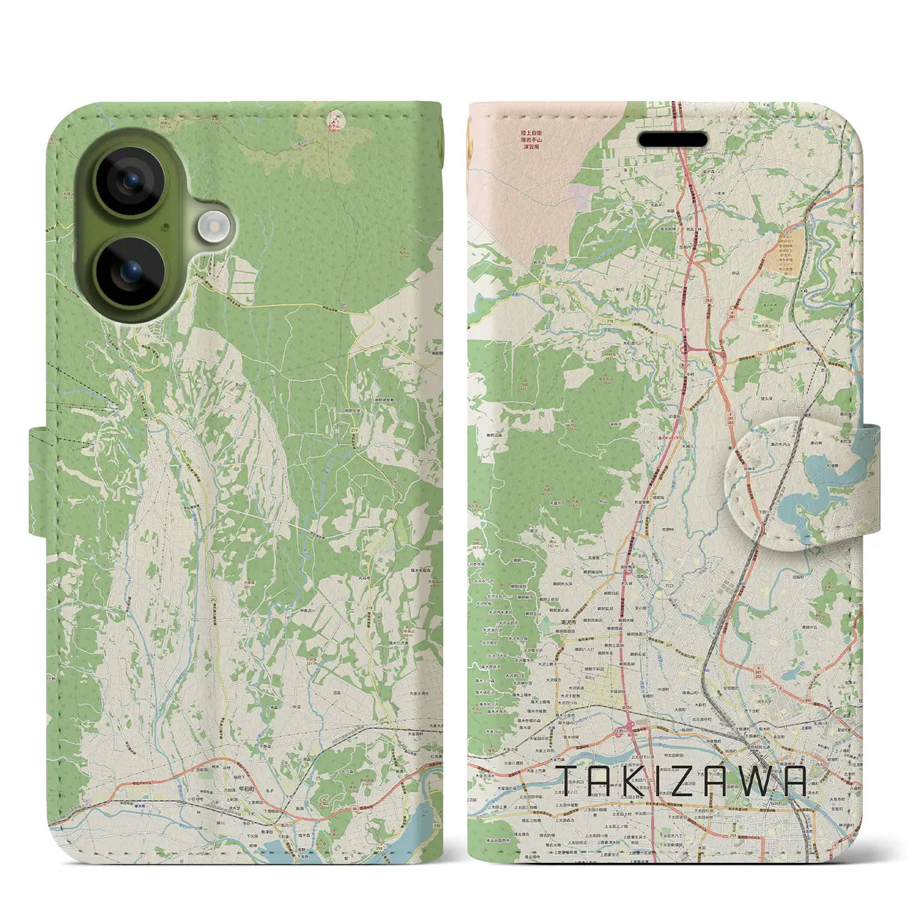 【滝沢(岩手県)】地図柄iPhoneケース(手帳タイプ)