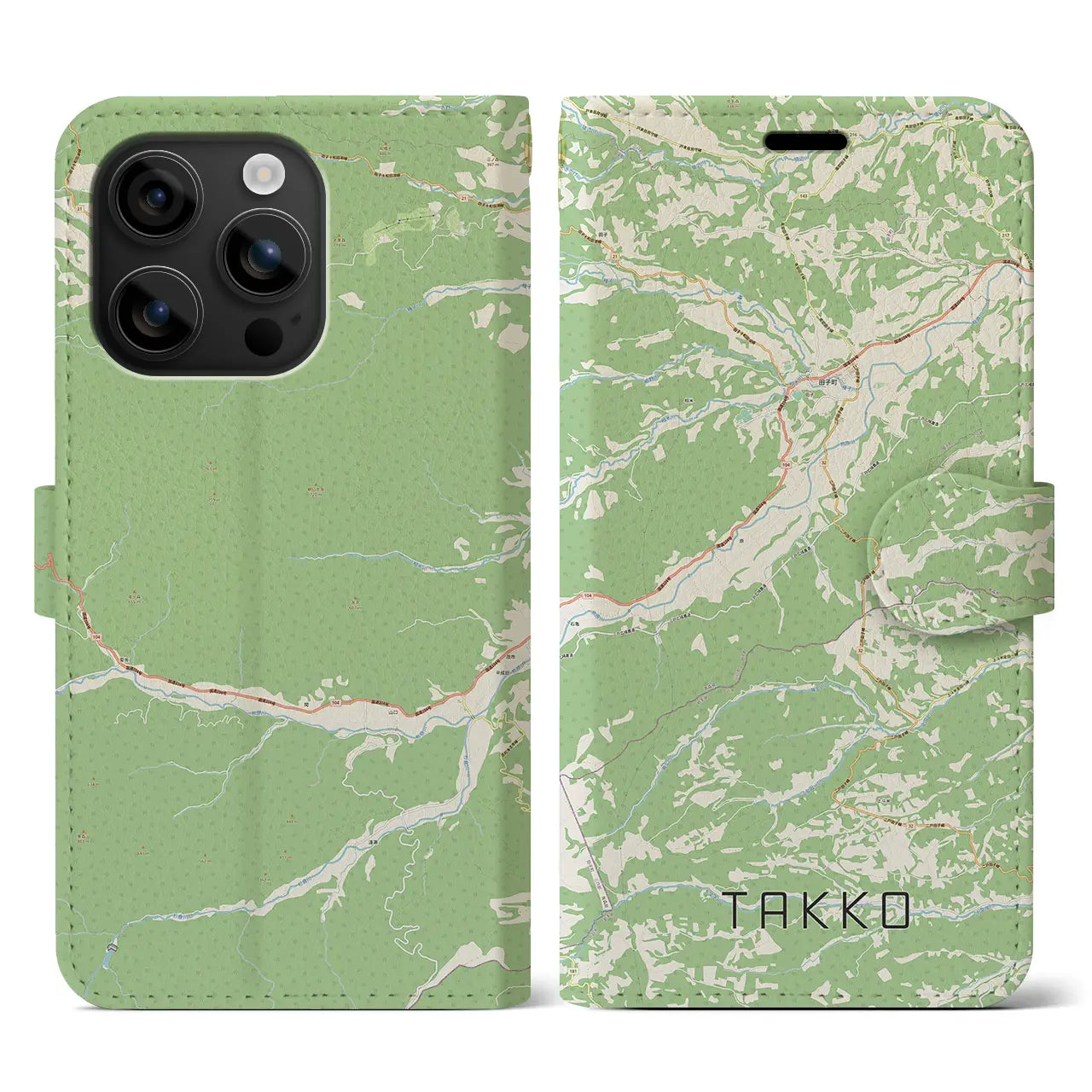 【田子(青森県)】地図柄iPhoneケース(手帳タイプ)ナチュラル・iPhone 16 用