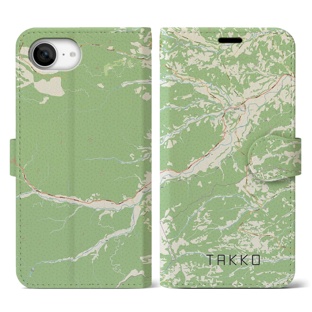 【田子(青森県)】地図柄iPhoneケース(手帳タイプ)