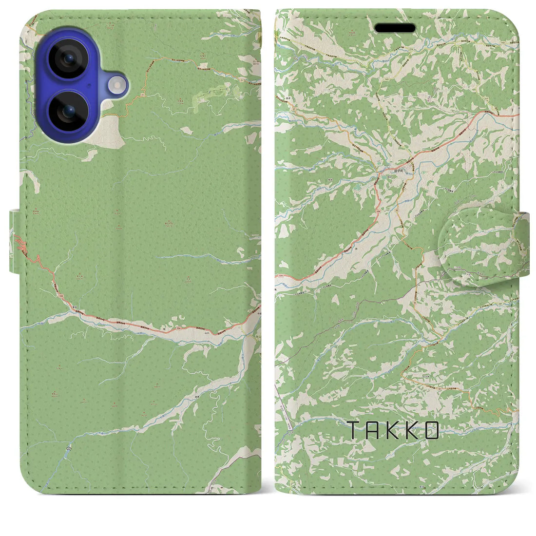 【田子(青森県)】地図柄iPhoneケース(手帳タイプ)ナチュラル・iPhone 16 Pro Max 用