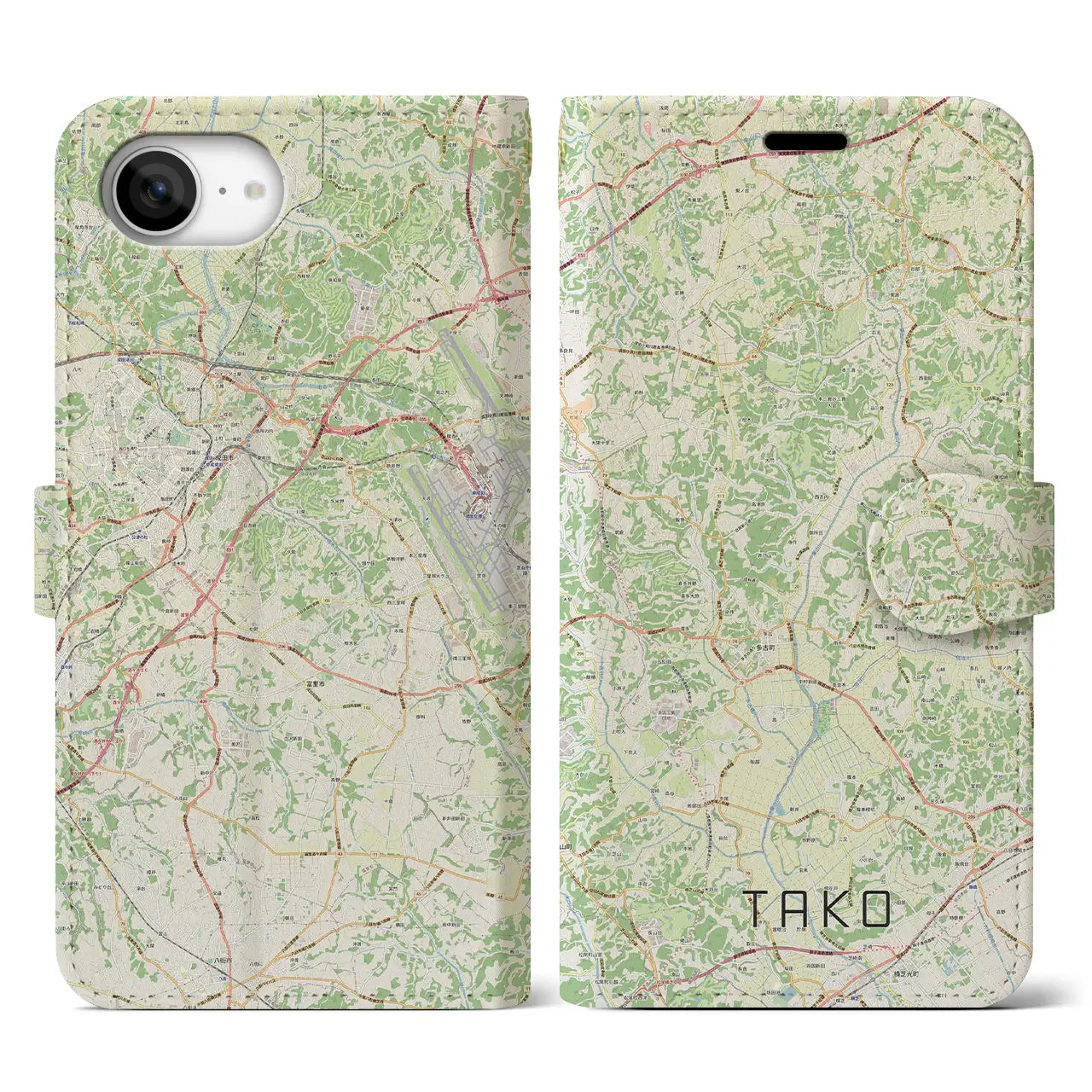 【多古(千葉県)】地図柄iPhoneケース(手帳タイプ)