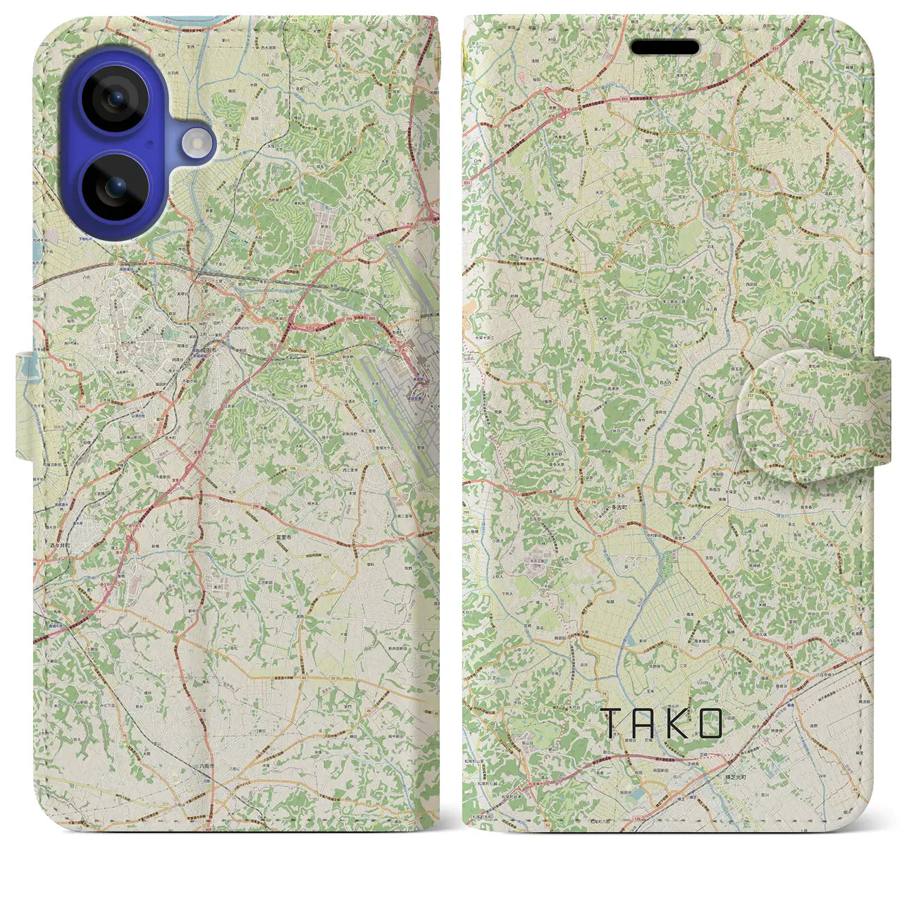 【多古(千葉県)】地図柄iPhoneケース(手帳タイプ)