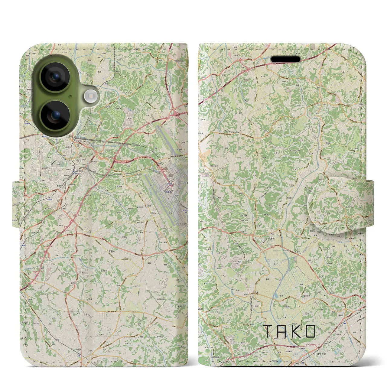 【多古(千葉県)】地図柄iPhoneケース(手帳タイプ)ナチュラル・iPhone 17 Pro Max 用