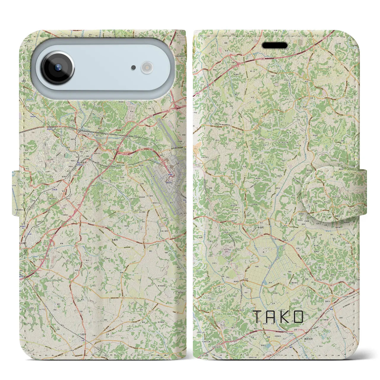 【多古(千葉県)】地図柄iPhoneケース(手帳タイプ)