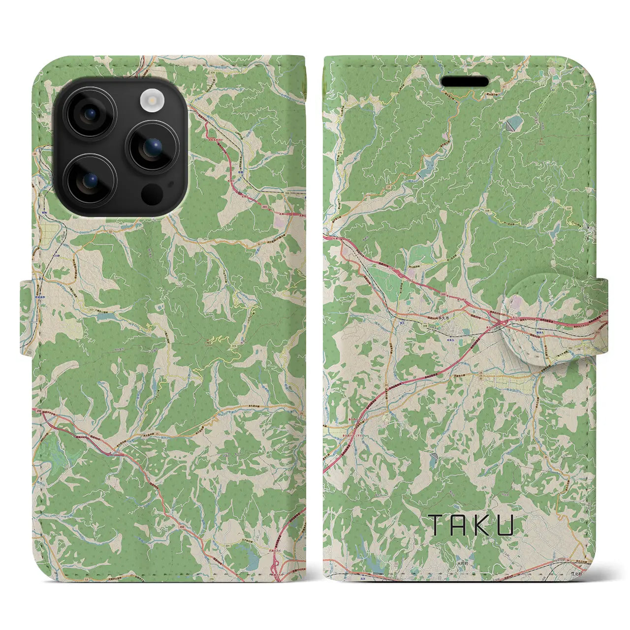 【多久(佐賀県)】地図柄iPhoneケース(手帳タイプ)ナチュラル・iPhone 16 用