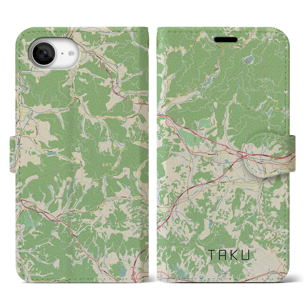 【多久(佐賀県)】地図柄iPhoneケース(手帳タイプ)