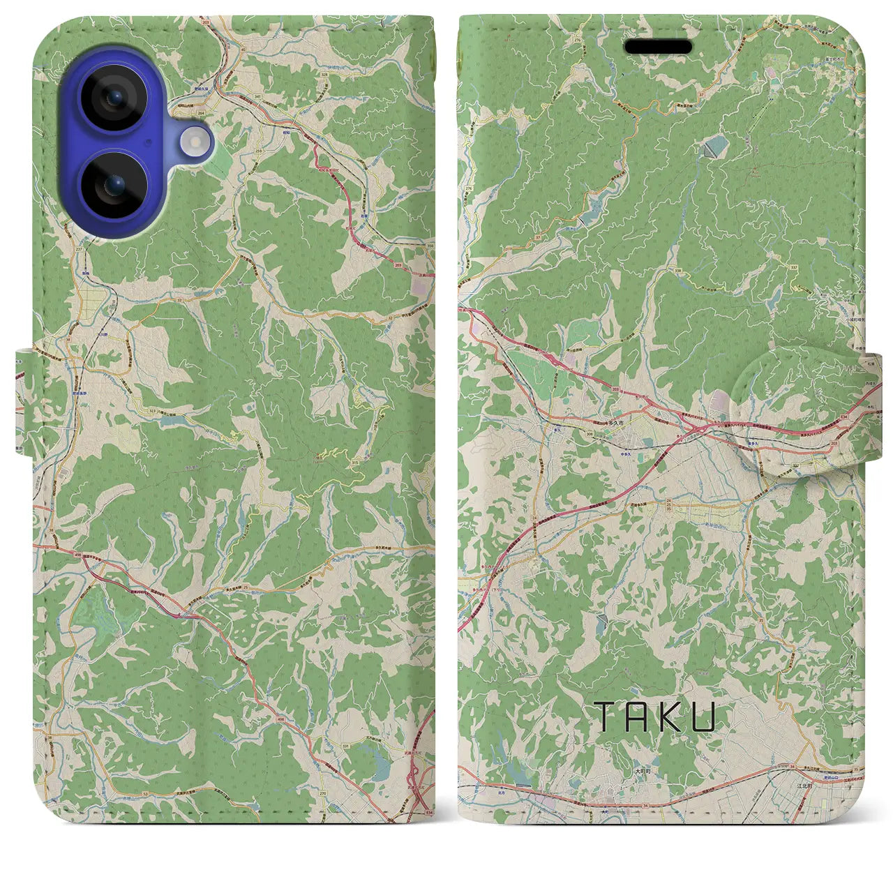 【多久(佐賀県)】地図柄iPhoneケース(手帳タイプ)ナチュラル・iPhone 16 Pro Max 用