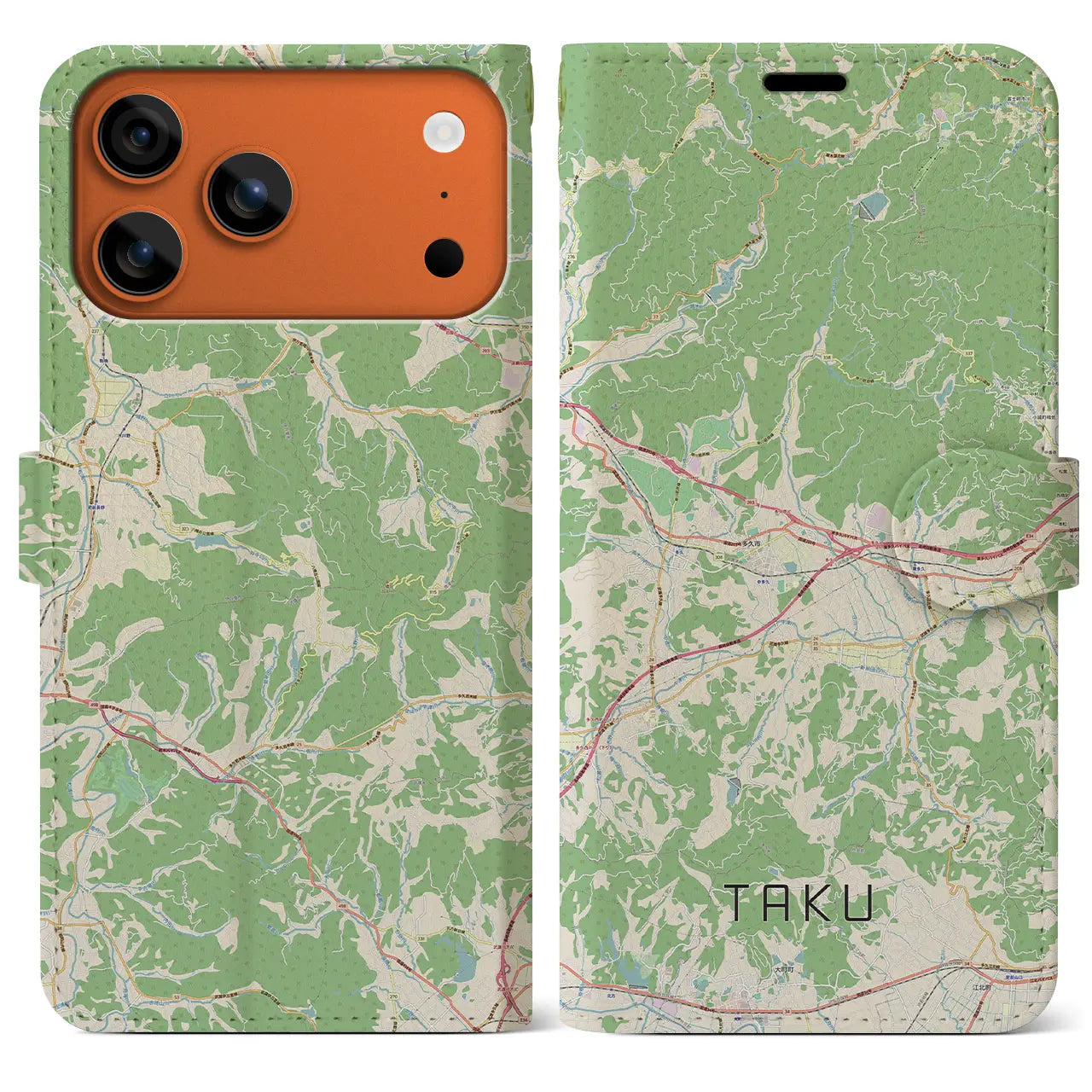 【多久(佐賀県)】地図柄iPhoneケース(手帳タイプ)