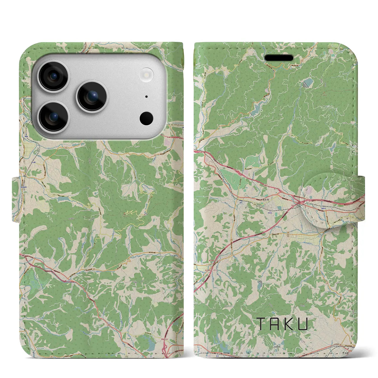 【多久(佐賀県)】地図柄iPhoneケース(手帳タイプ)ナチュラル・iPhone 17 Pro Max 用