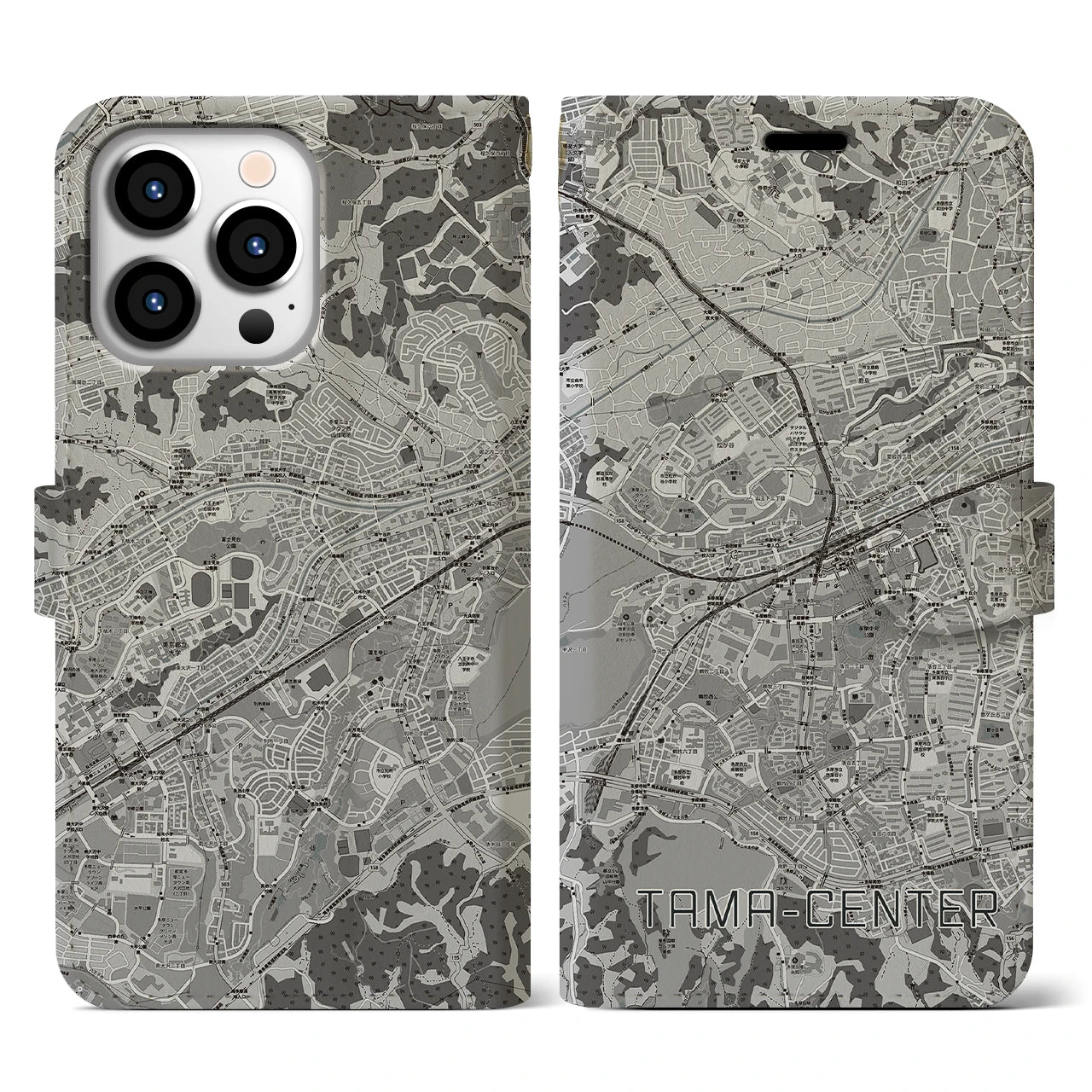 【多摩センター(東京都)】地図柄iPhoneケース(手帳タイプ)