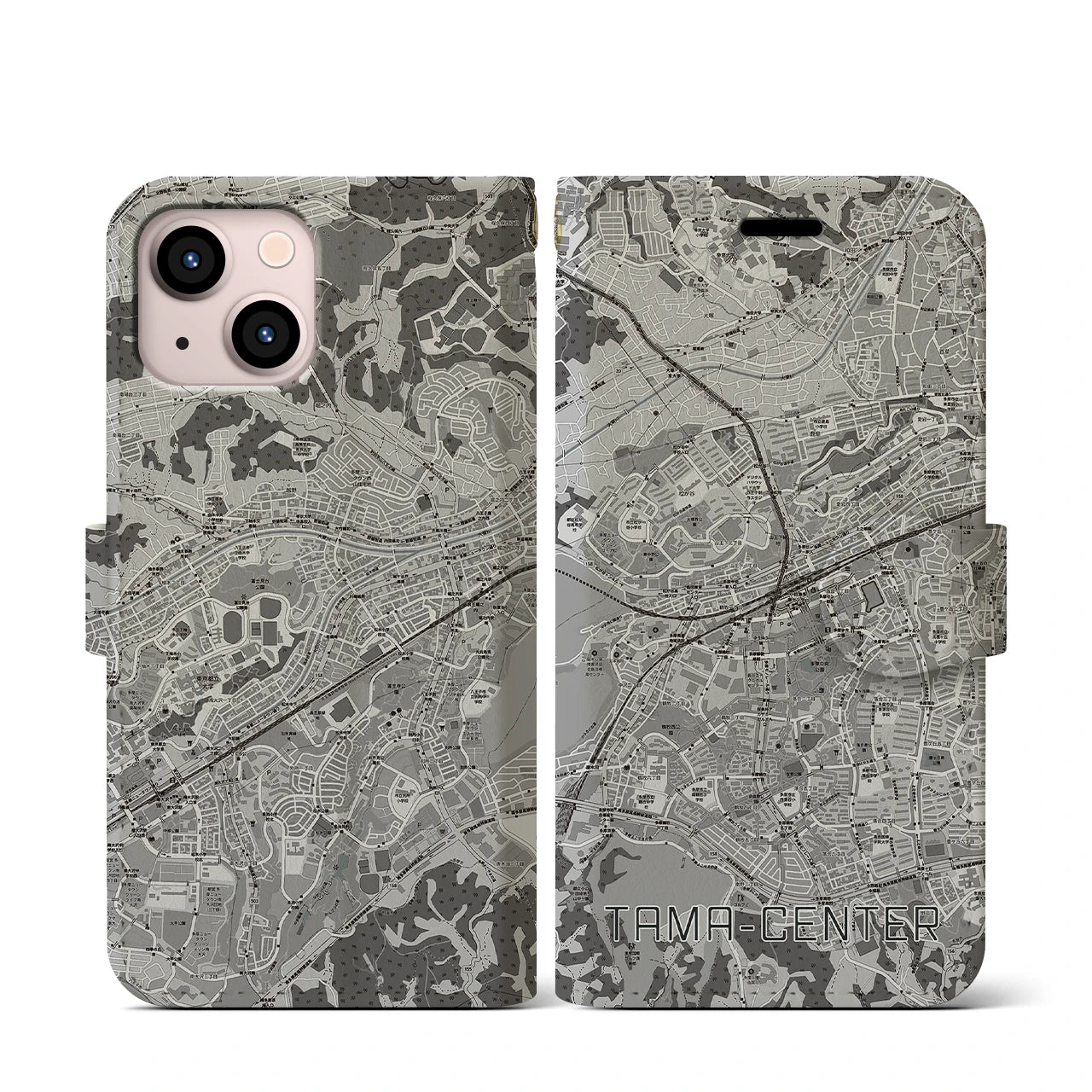 【多摩センター(東京都)】地図柄iPhoneケース(手帳タイプ)