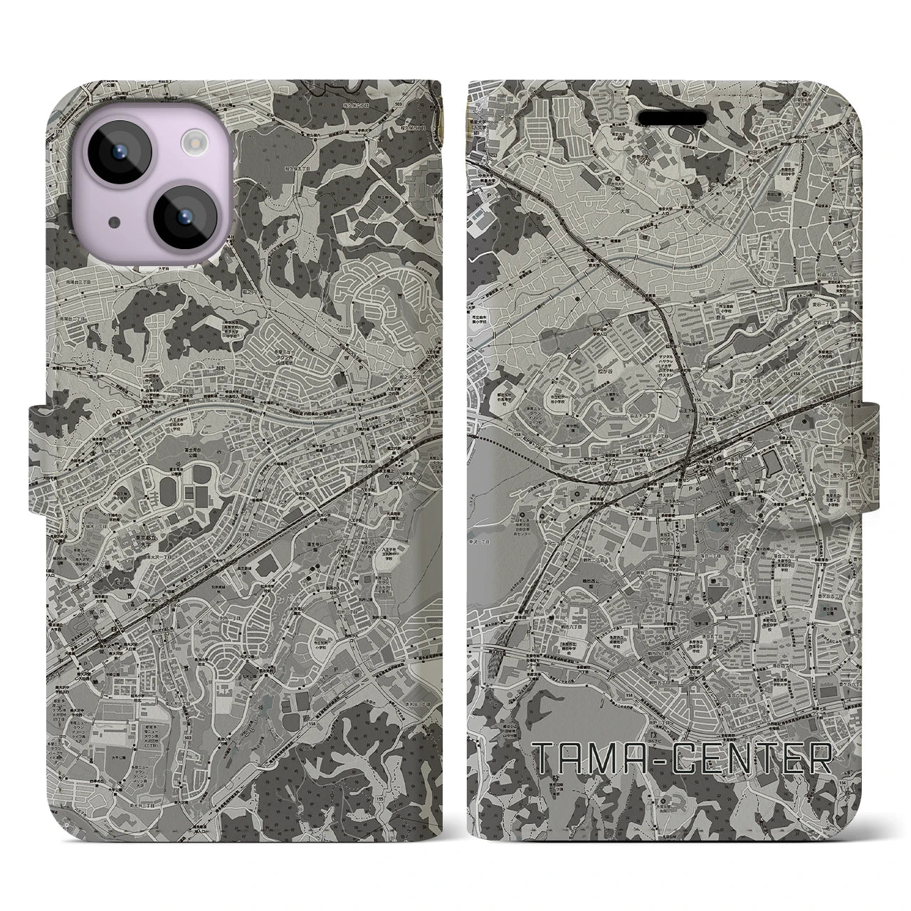 【多摩センター(東京都)】地図柄iPhoneケース(手帳タイプ)