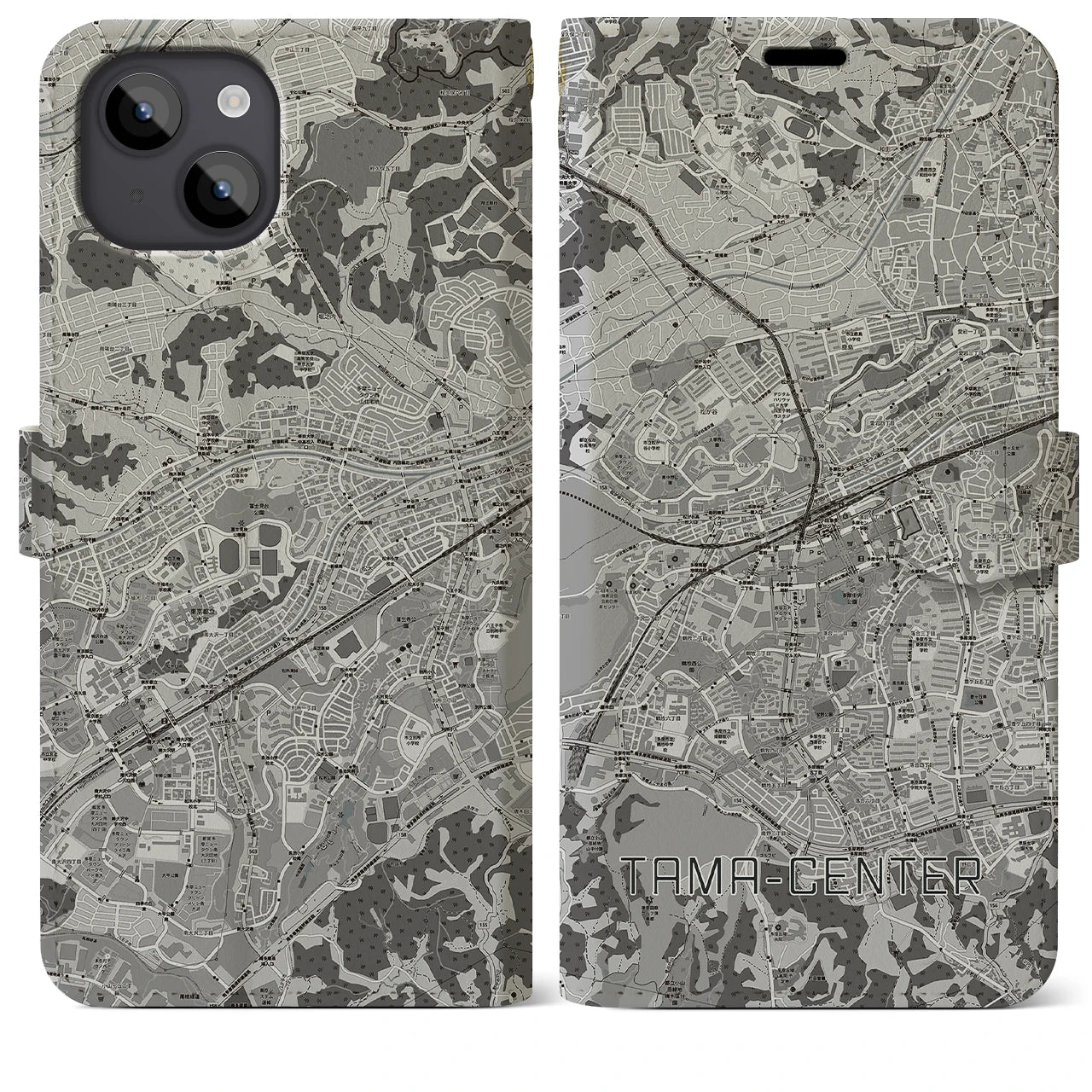 【多摩センター(東京都)】地図柄iPhoneケース(手帳タイプ)