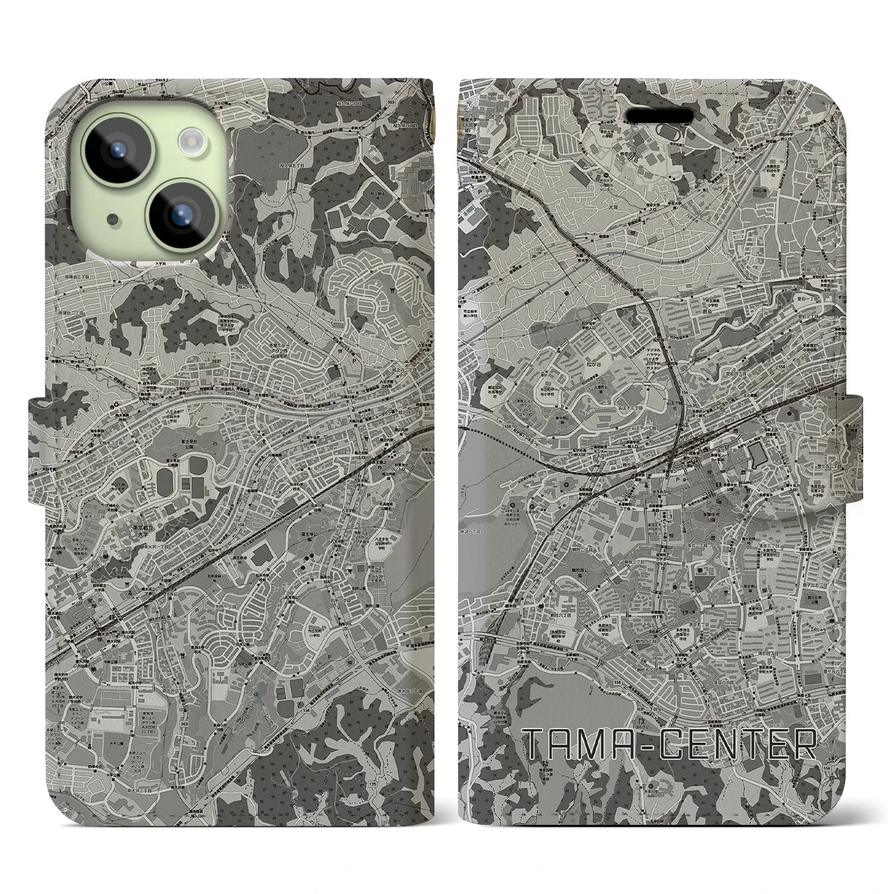 【多摩センター(東京都)】地図柄iPhoneケース(手帳タイプ)