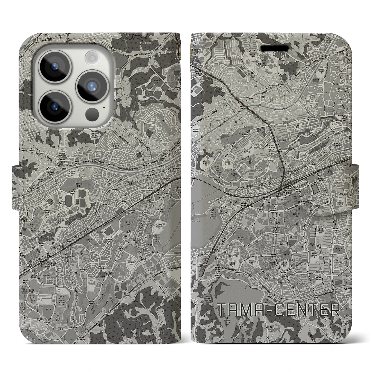 【多摩センター(東京都)】地図柄iPhoneケース(手帳タイプ)