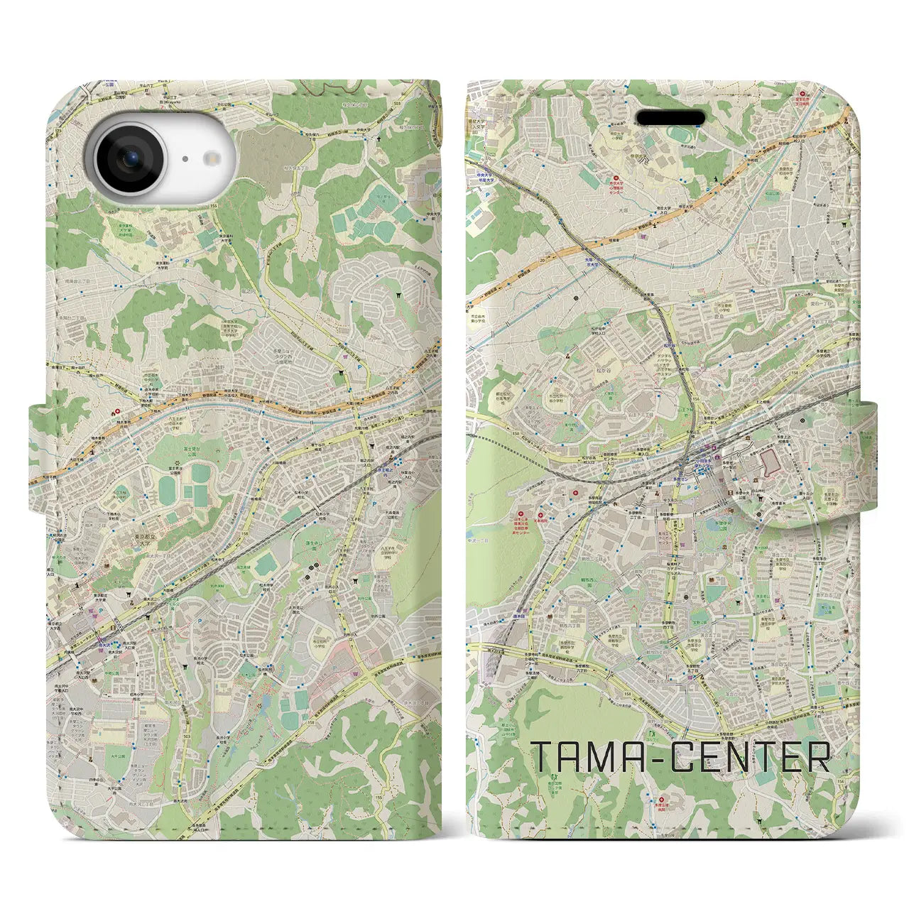 【多摩センター(東京都)】地図柄iPhoneケース(手帳タイプ)