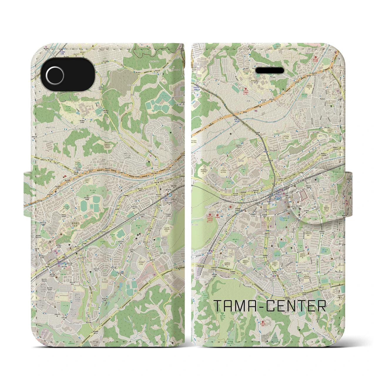 【多摩センター(東京都)】地図柄iPhoneケース(手帳タイプ)