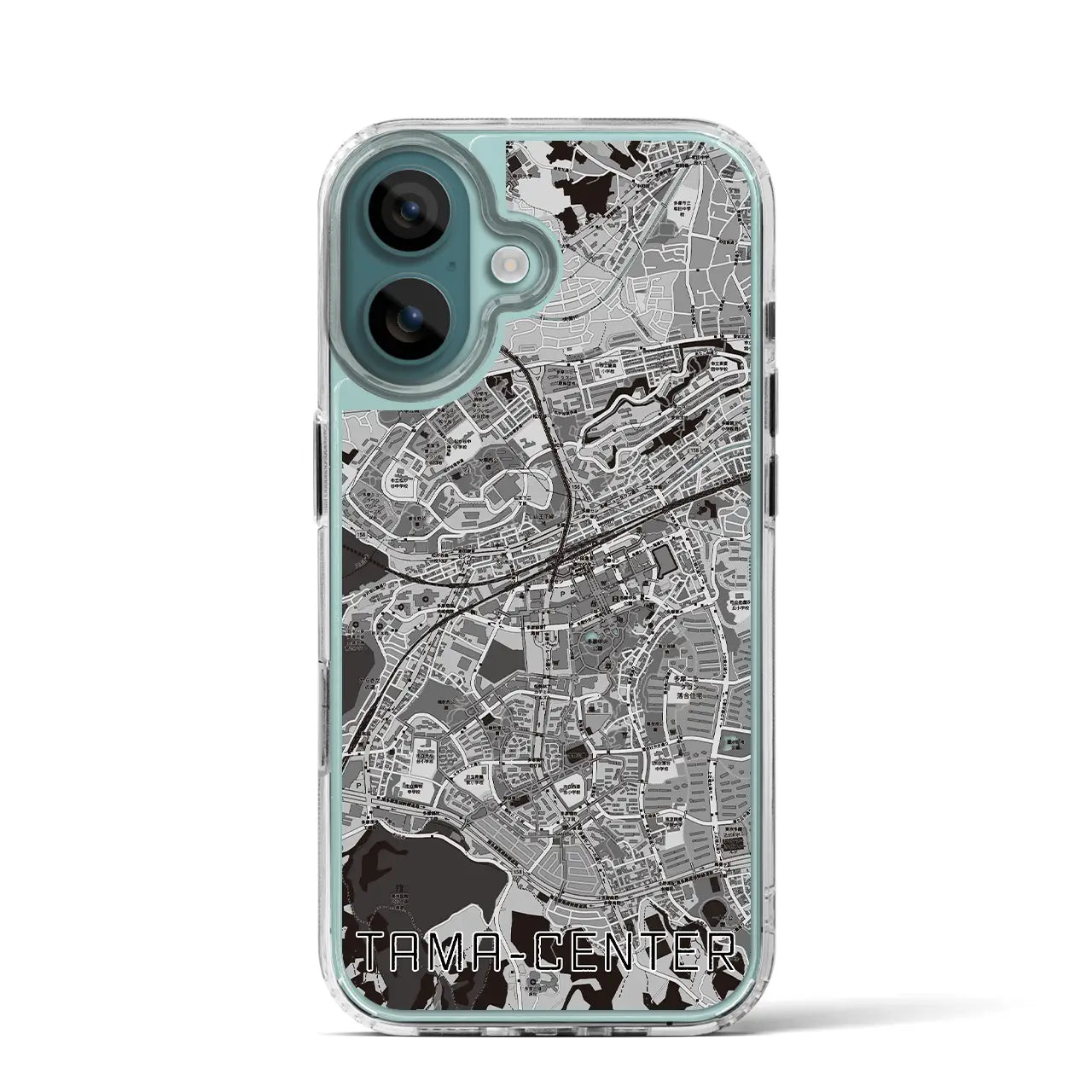 【多摩センター(東京都)】地図柄iPhoneケース(MagSafeタイプ)モノトーン・iPhone 16 Pro 用