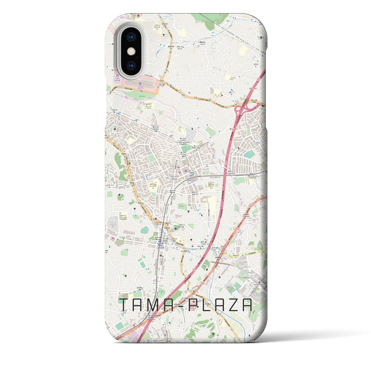 【たまプラーザ(神奈川県)】地図柄iPhoneケース(バックカバータイプ)