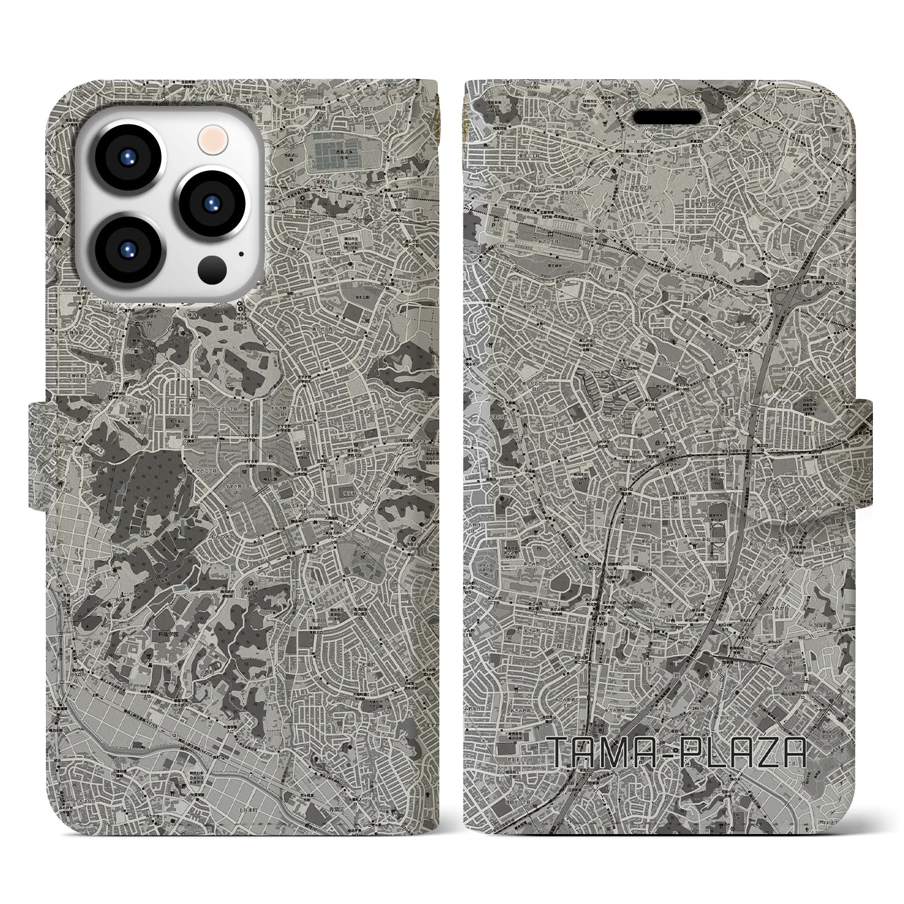 【たまプラーザ(神奈川県)】地図柄iPhoneケース(手帳タイプ)