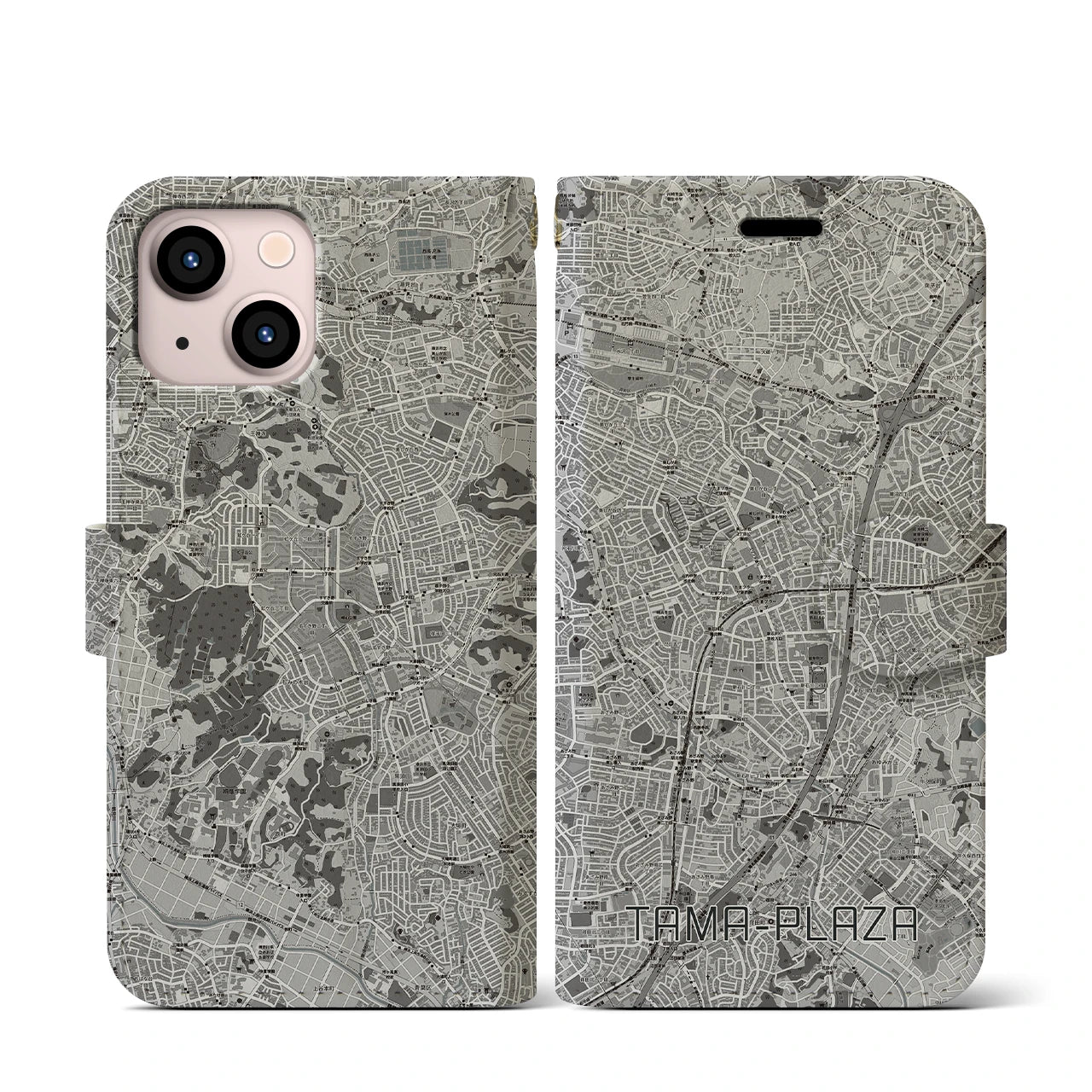 【たまプラーザ(神奈川県)】地図柄iPhoneケース(手帳タイプ)