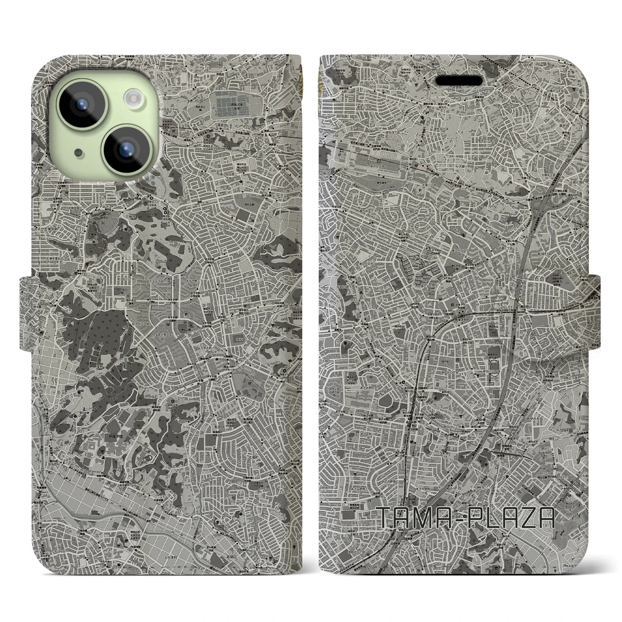 【たまプラーザ(神奈川県)】地図柄iPhoneケース(手帳タイプ)