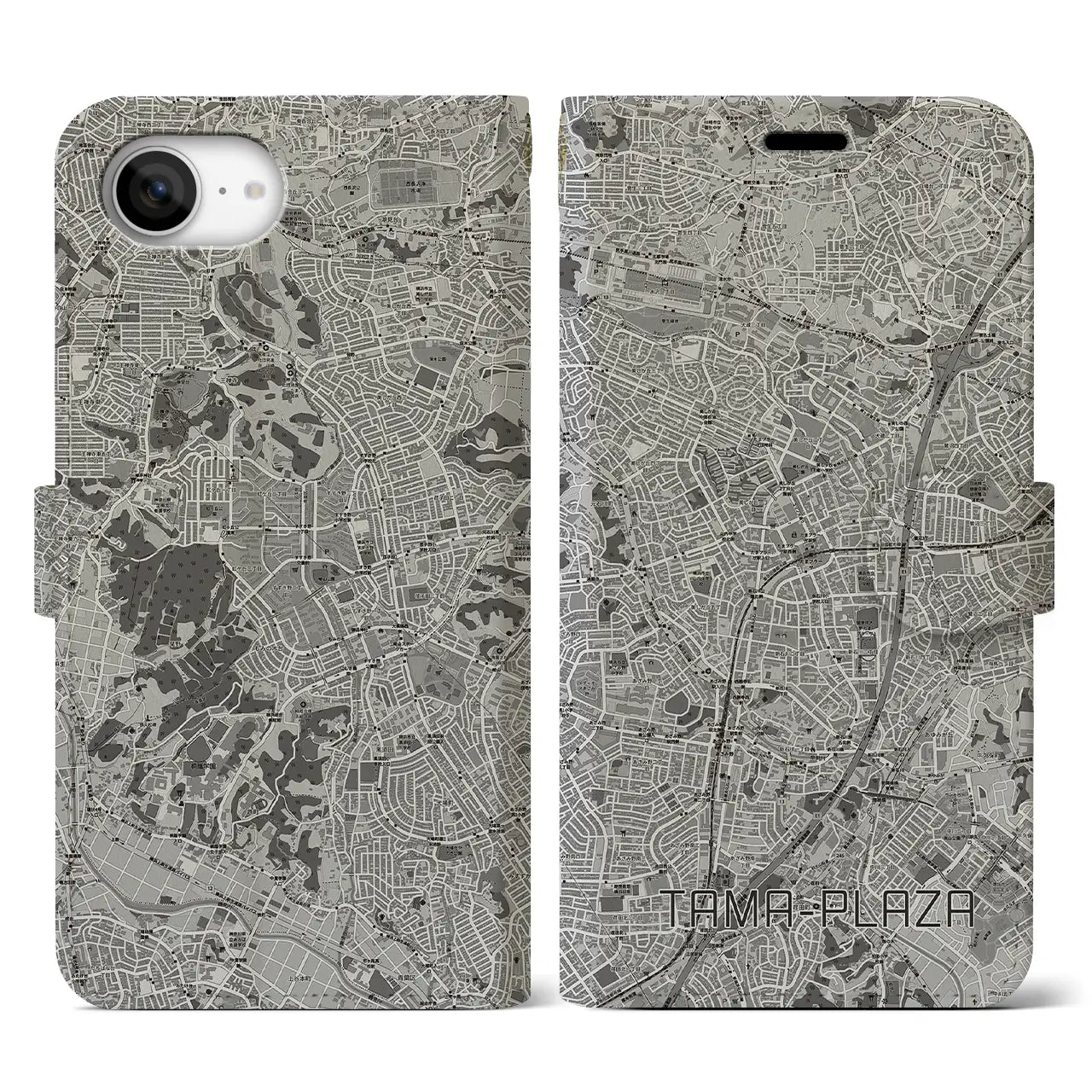 【たまプラーザ(神奈川県)】地図柄iPhoneケース(手帳タイプ)