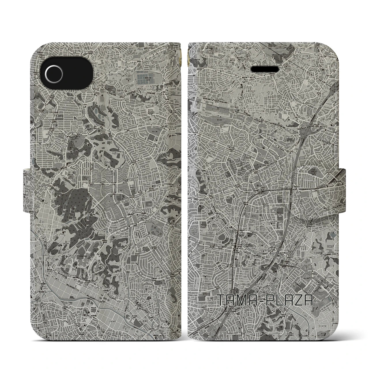 【たまプラーザ(神奈川県)】地図柄iPhoneケース(手帳タイプ)