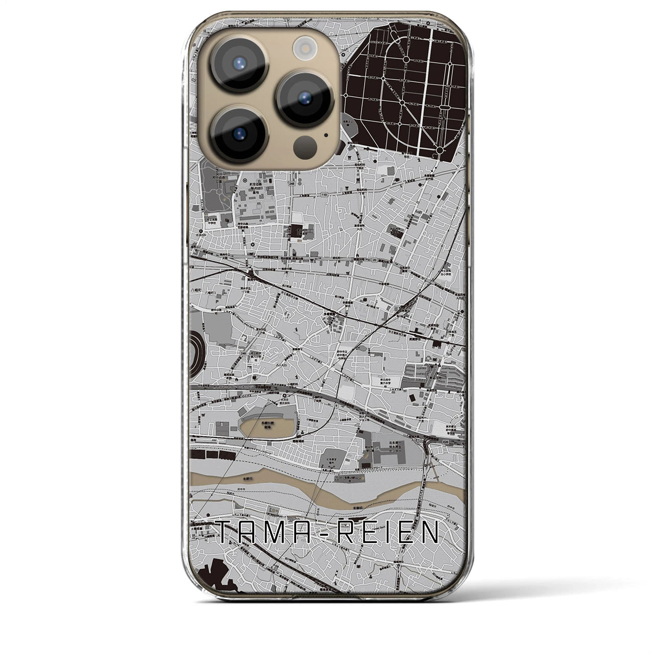 【多磨霊園(東京都)】地図柄iPhoneケース(クリアタイプ)