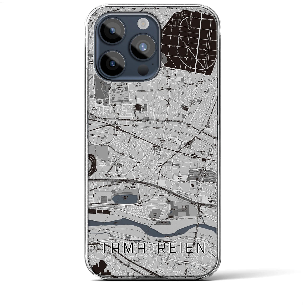 【多磨霊園(東京都)】地図柄iPhoneケース(クリアタイプ)