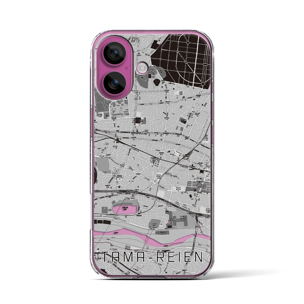 【多磨霊園(東京都)】地図柄iPhoneケース(クリアタイプ)