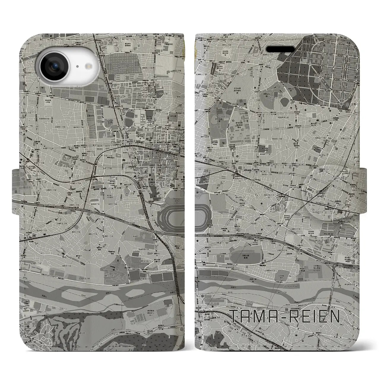 【多磨霊園(東京都)】地図柄iPhoneケース(手帳タイプ)