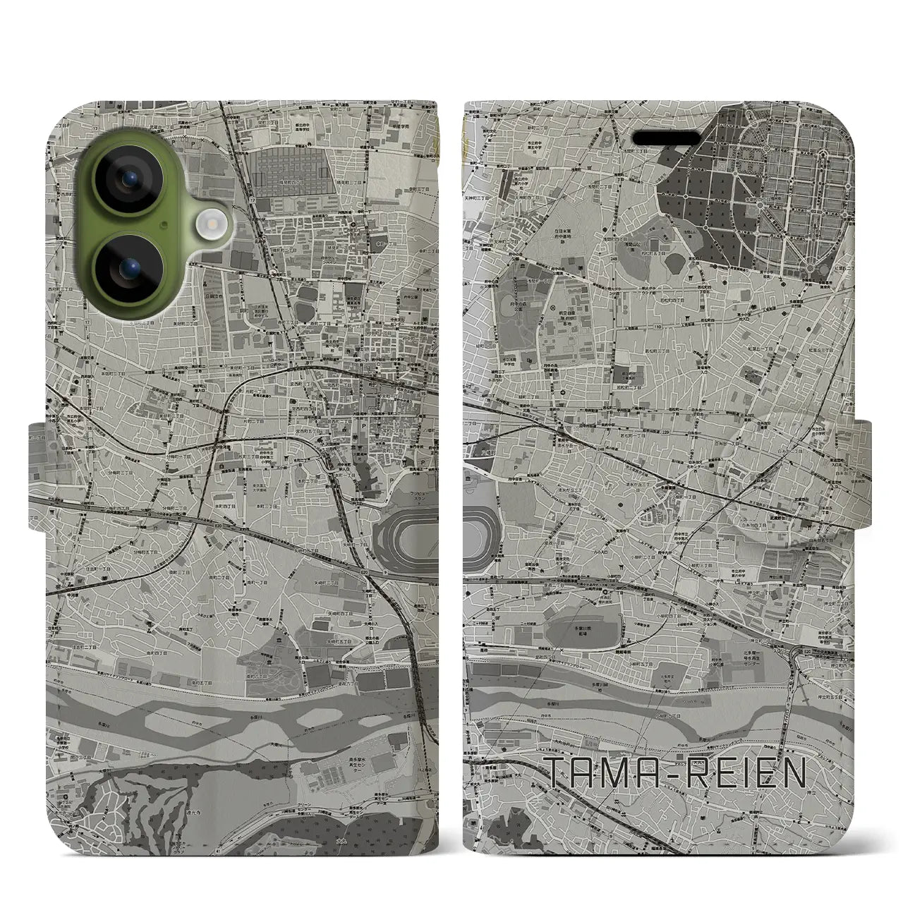 【多磨霊園(東京都)】地図柄iPhoneケース(手帳タイプ)