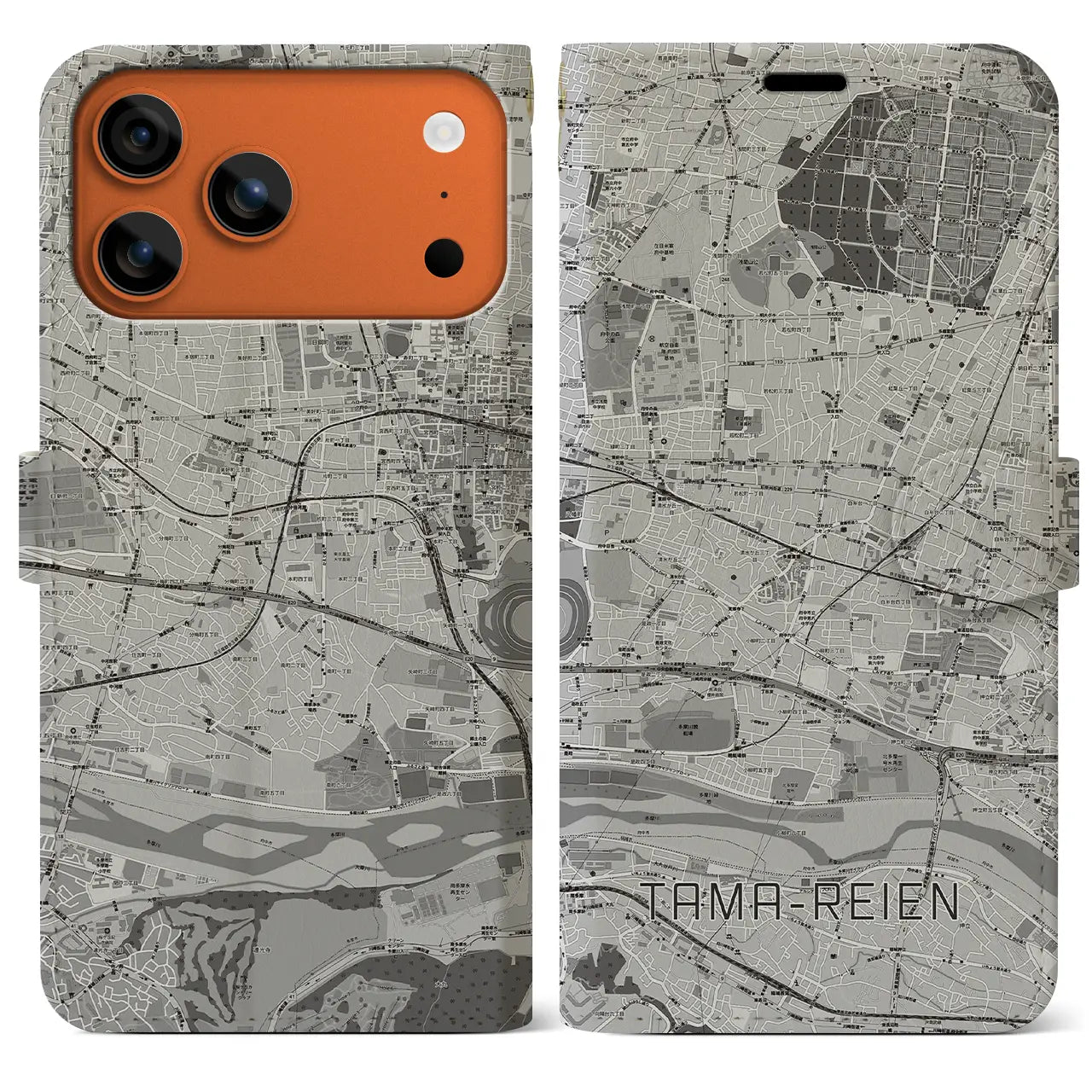 【多磨霊園(東京都)】地図柄iPhoneケース(手帳タイプ)