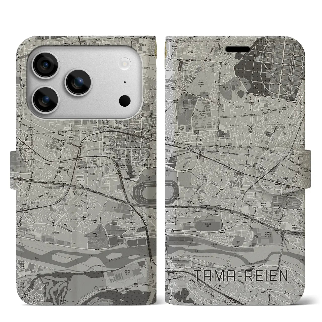 【多磨霊園(東京都)】地図柄iPhoneケース(手帳タイプ)