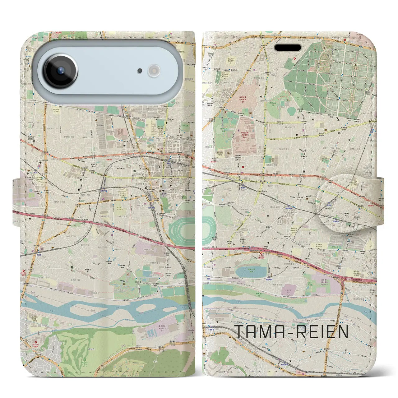 【多磨霊園(東京都)】地図柄iPhoneケース(手帳タイプ)