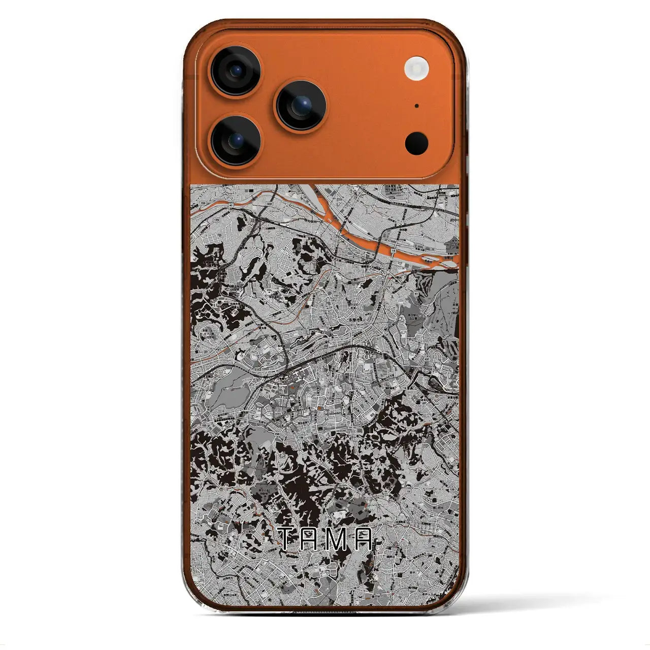 【多摩(東京都)】地図柄iPhoneケース(クリアタイプ)モノトーン・iPhone 17 Pro Max 用