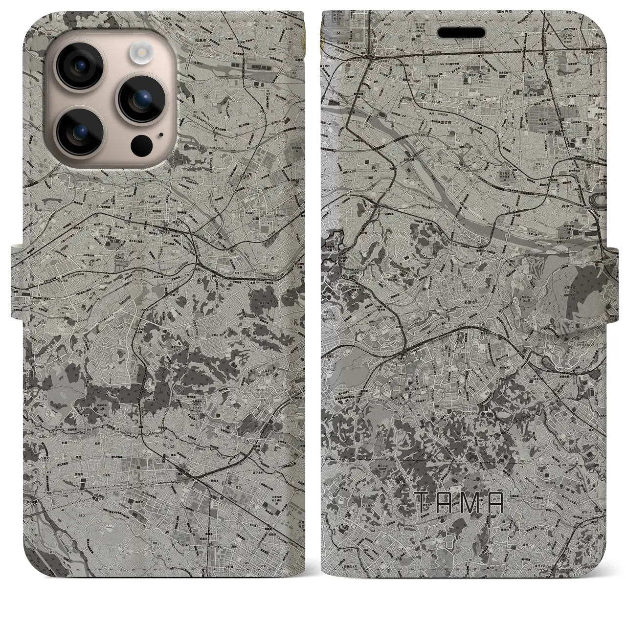 【多摩(東京都)】地図柄iPhoneケース(手帳タイプ)