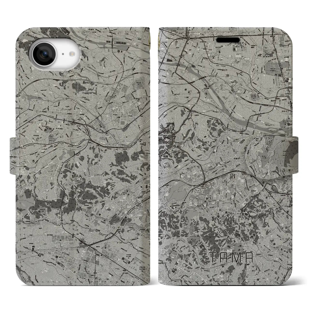 【多摩(東京都)】地図柄iPhoneケース(手帳タイプ)