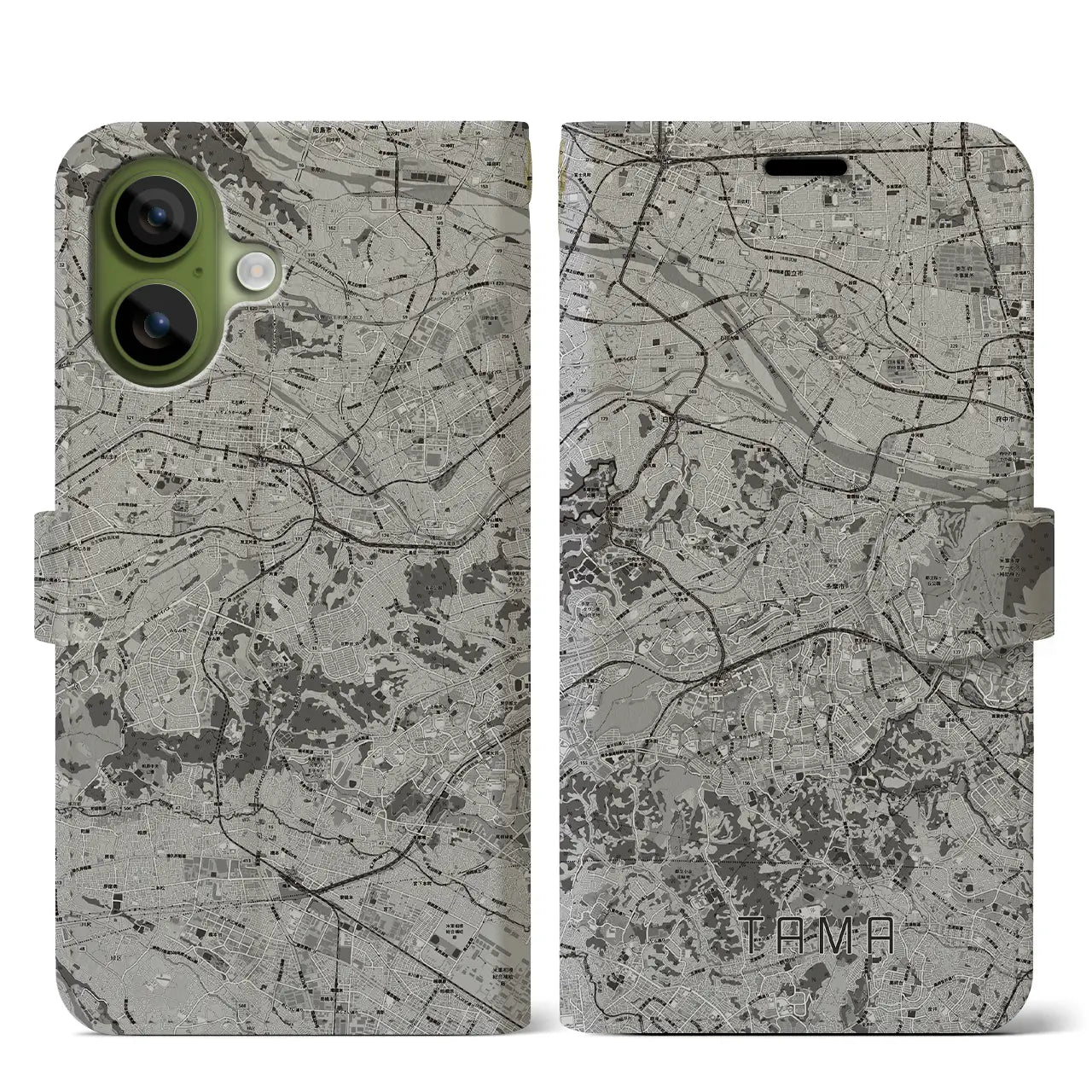 【多摩(東京都)】地図柄iPhoneケース(手帳タイプ)